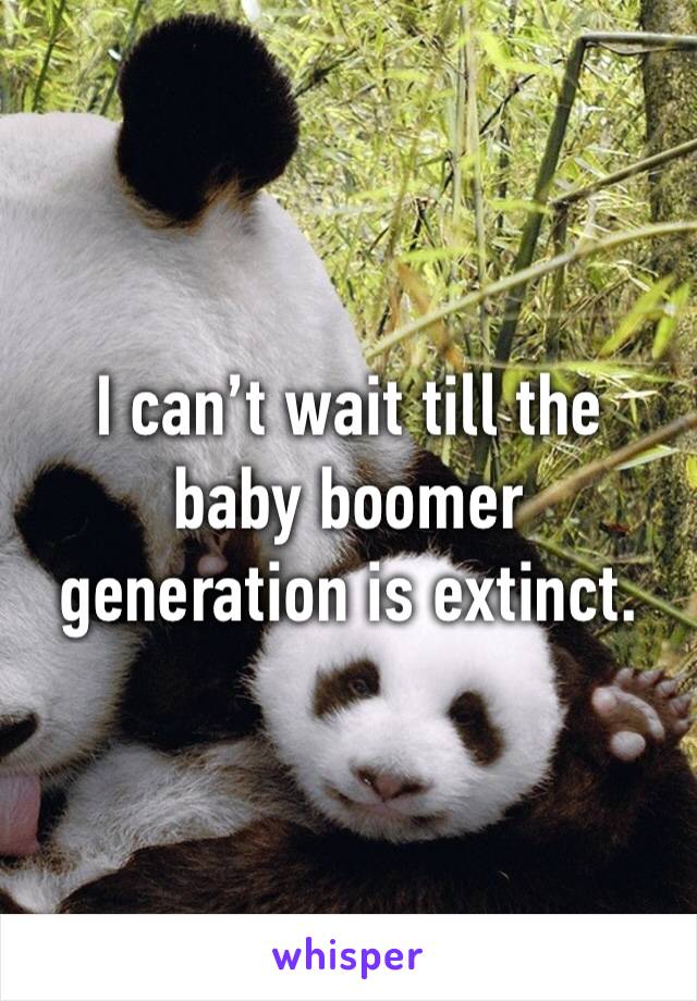 I can’t wait till the baby boomer generation is extinct. 