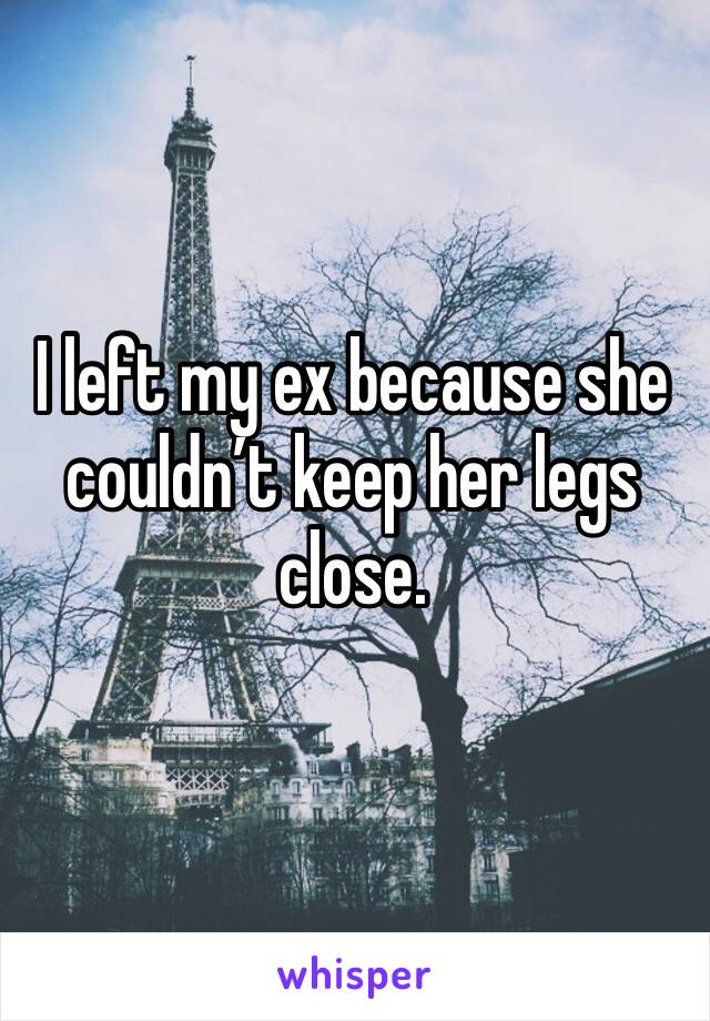 I left my ex because she couldn’t keep her legs close. 