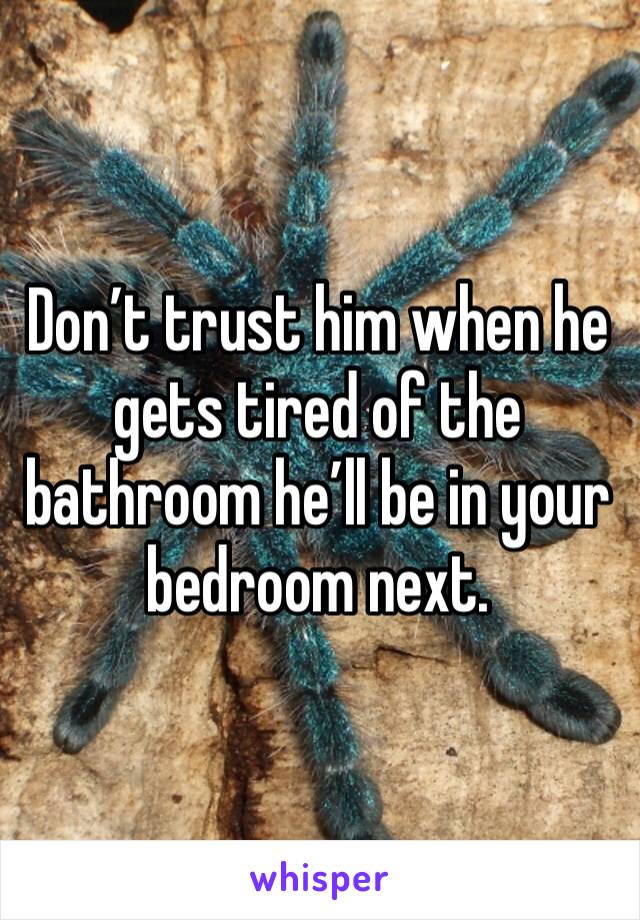 Don’t trust him when he gets tired of the bathroom he’ll be in your bedroom next. 