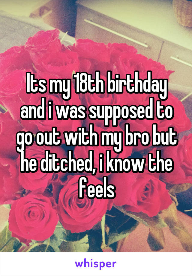 Its my 18th birthday and i was supposed to go out with my bro but he ditched, i know the feels