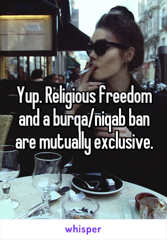 Yup. Religious freedom and a burqa/niqab ban are mutually exclusive.