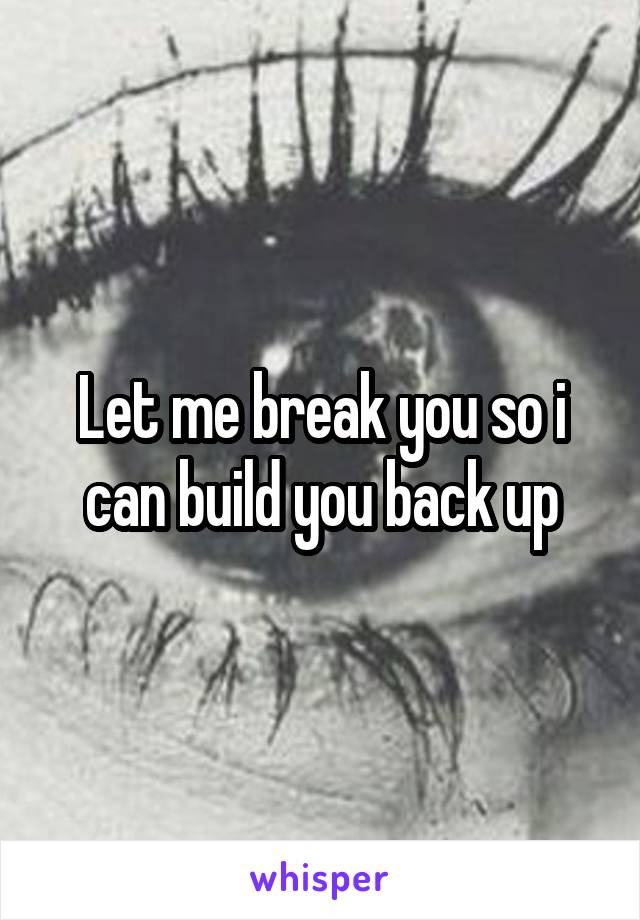 Let me break you so i can build you back up