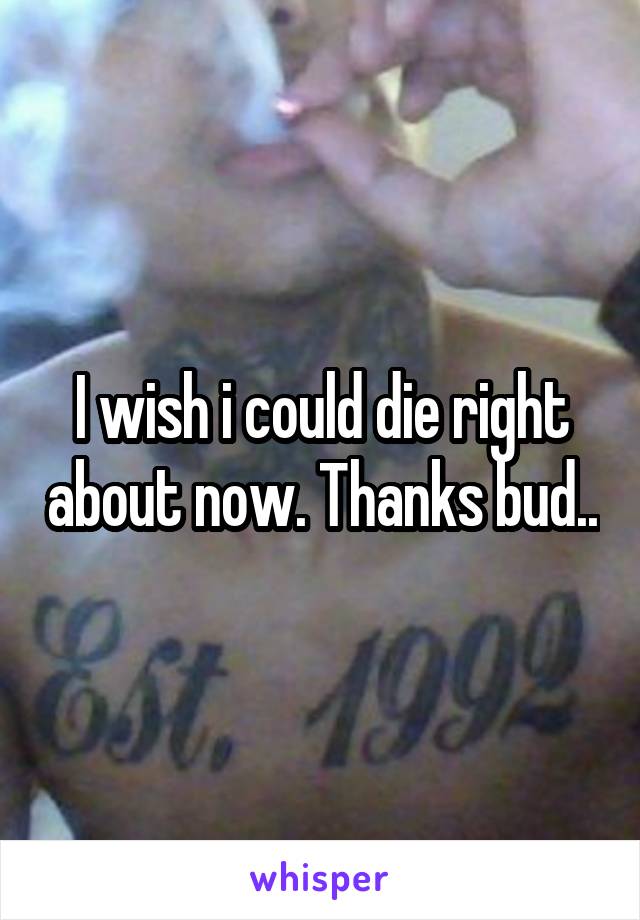 I wish i could die right about now. Thanks bud..
