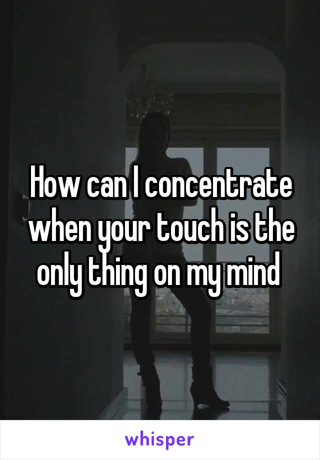 How can I concentrate when your touch is the only thing on my mind 