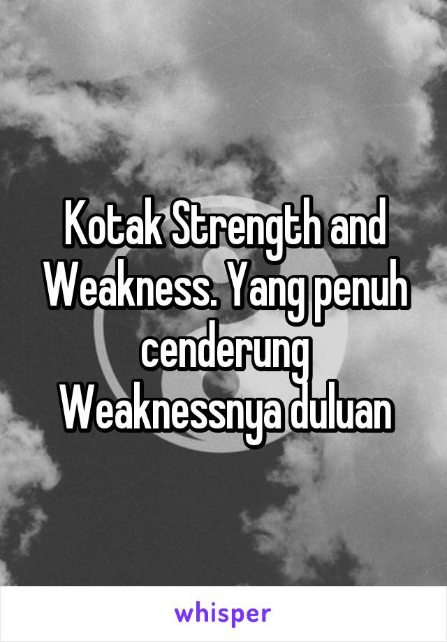 Kotak Strength and Weakness. Yang penuh cenderung Weaknessnya duluan