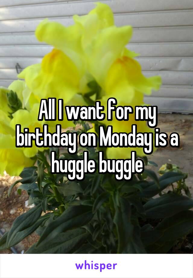 All I want for my birthday on Monday is a huggle buggle