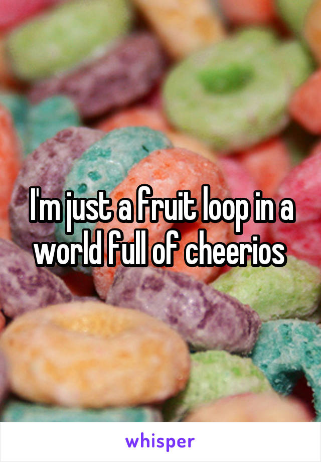 I'm just a fruit loop in a world full of cheerios 
