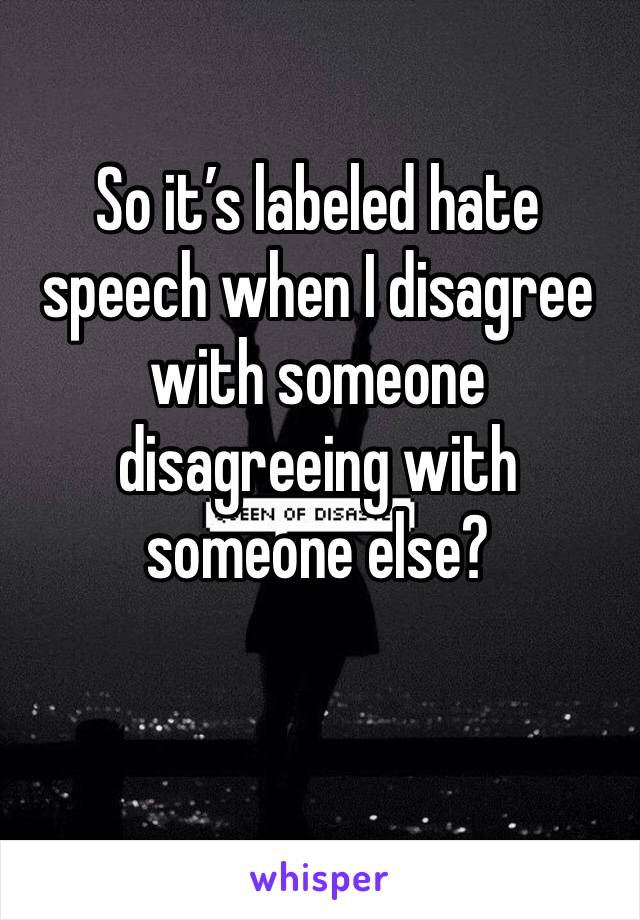So it’s labeled hate speech when I disagree with someone disagreeing with someone else?