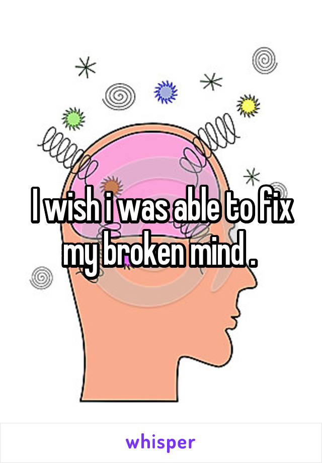 I wish i was able to fix my broken mind . 