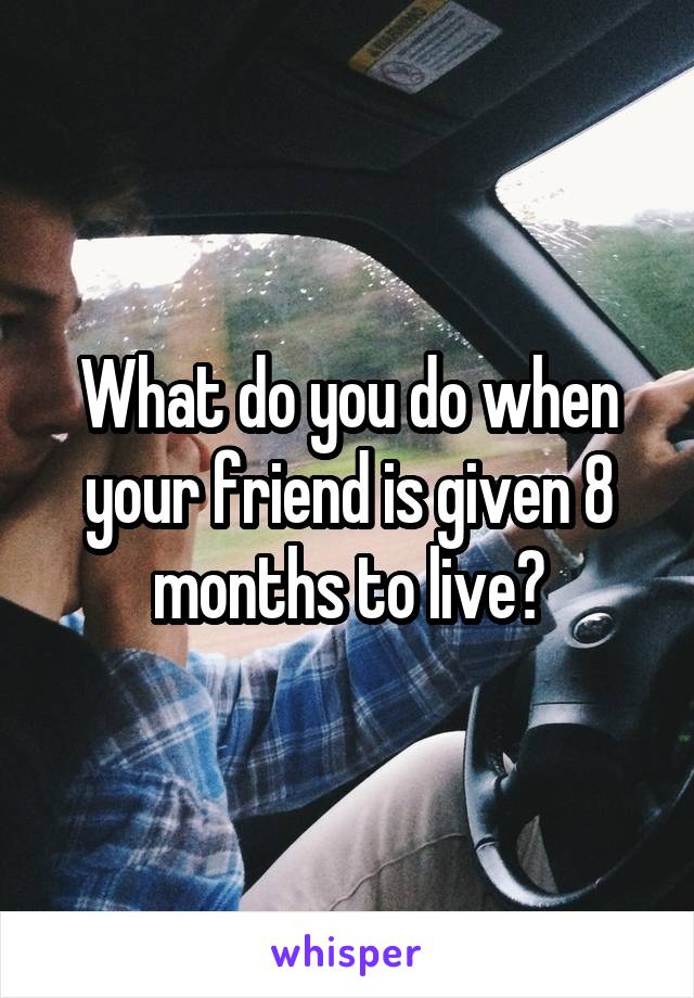 What do you do when your friend is given 8 months to live?