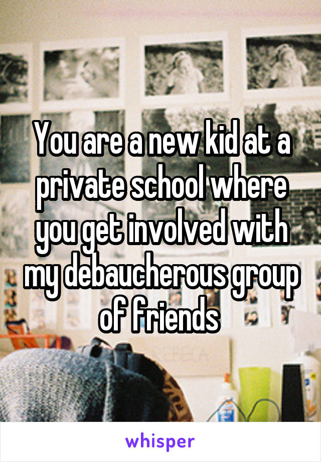 You are a new kid at a private school where you get involved with my debaucherous group of friends 
