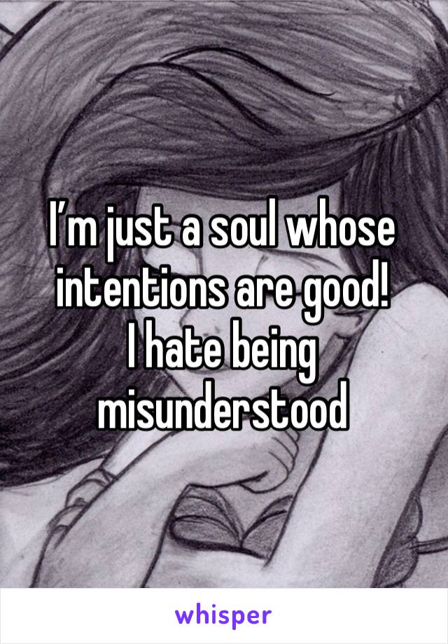 I’m just a soul whose intentions are good! 
I hate being misunderstood