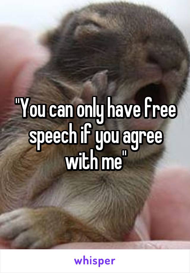 "You can only have free speech if you agree with me"