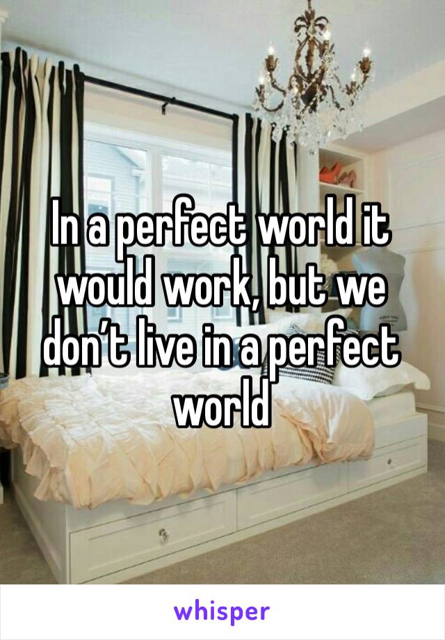 In a perfect world it would work, but we don’t live in a perfect world