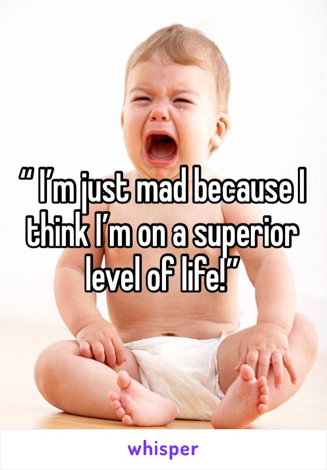 “ I’m just mad because I think I’m on a superior level of life!”