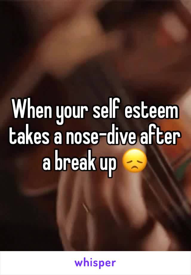 When your self esteem takes a nose-dive after a break up 😞