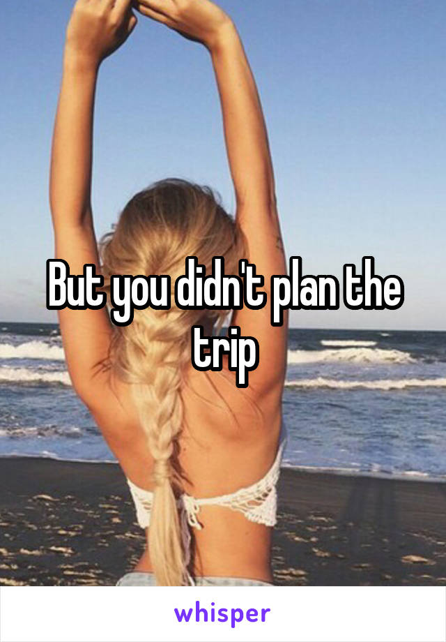 But you didn't plan the trip