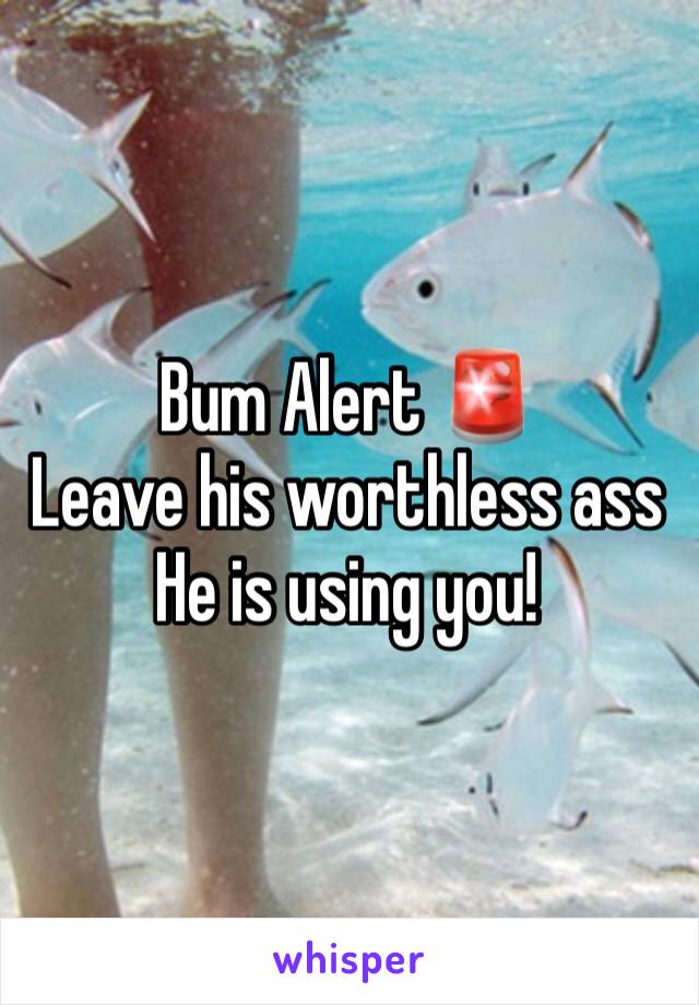Bum Alert 🚨 
Leave his worthless ass
He is using you!