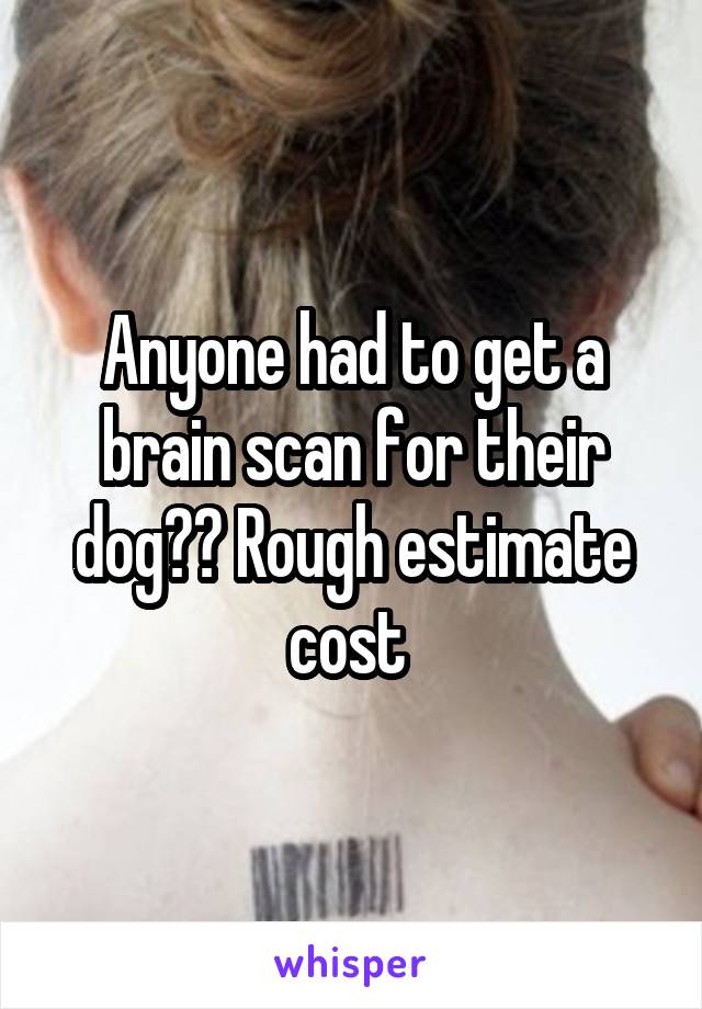 Anyone had to get a brain scan for their dog?? Rough estimate cost 