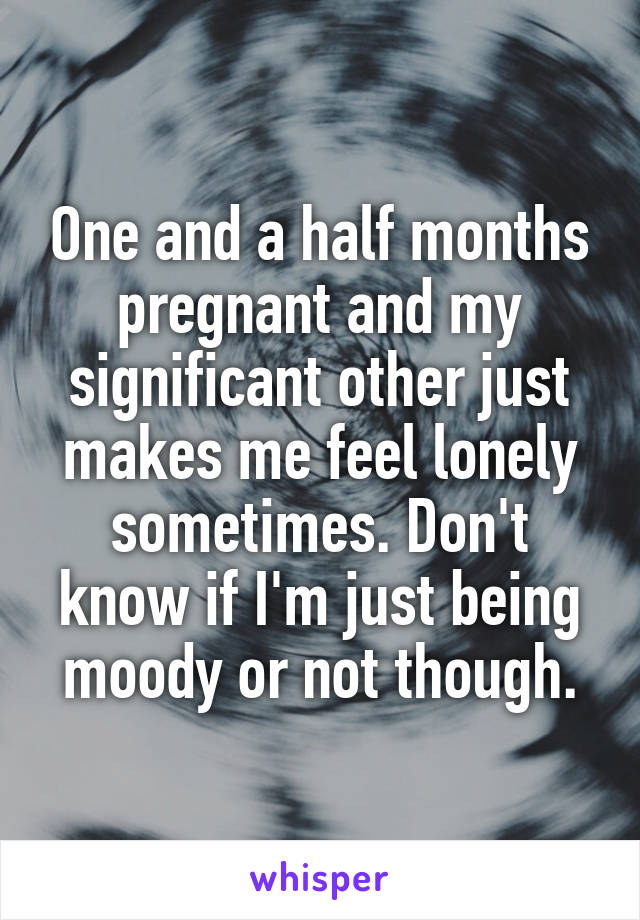 One and a half months pregnant and my significant other just makes me feel lonely sometimes. Don't know if I'm just being moody or not though.