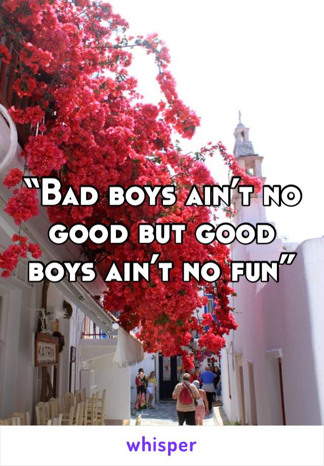 “Bad boys ain’t no good but good boys ain’t no fun”