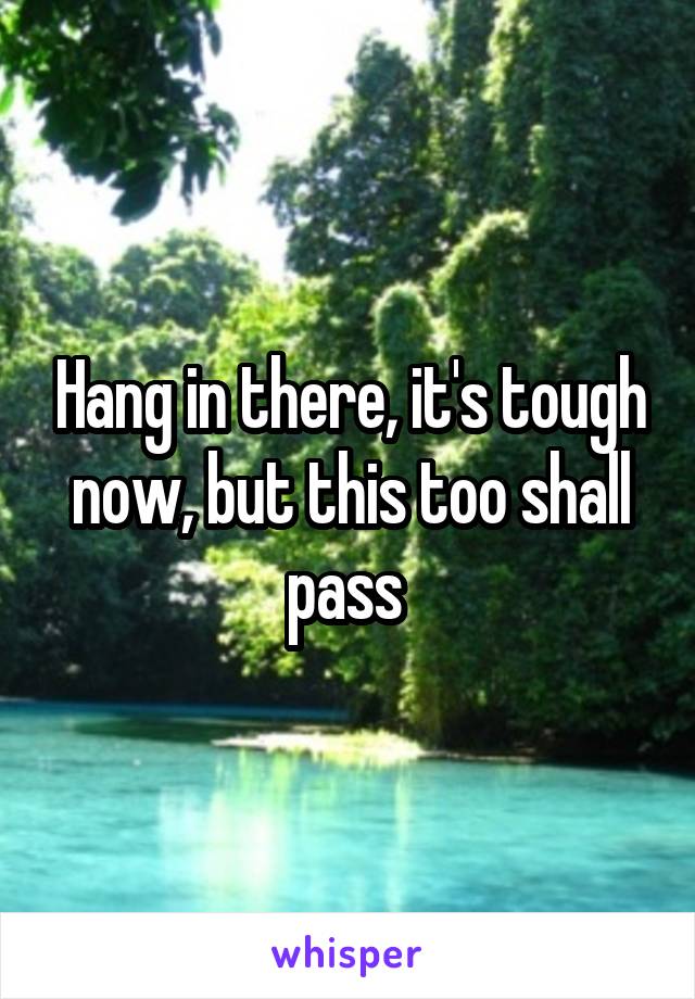 Hang in there, it's tough now, but this too shall pass 