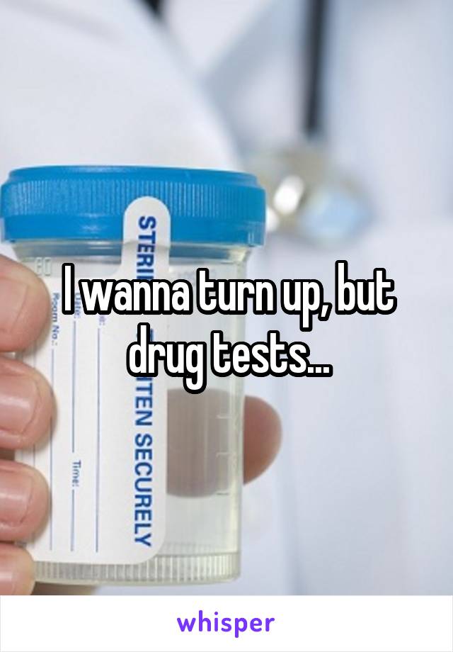 I wanna turn up, but drug tests...