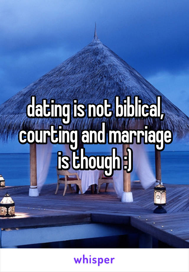 dating is not biblical, courting and marriage is though :)