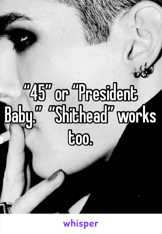 “45” or “President Baby.”  “Shithead” works too.
