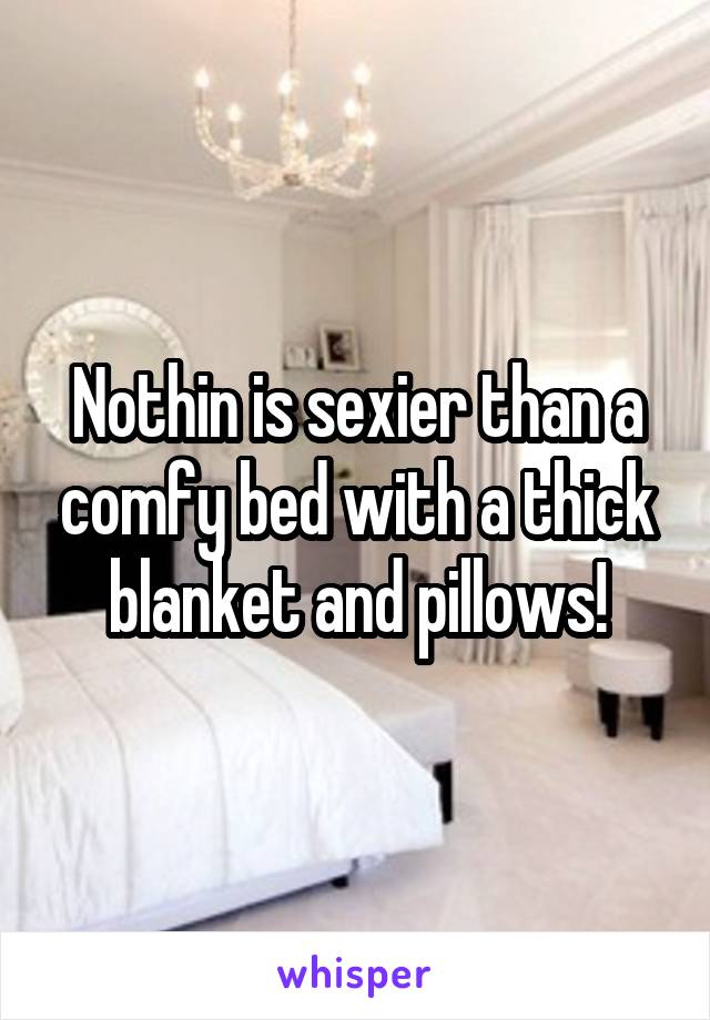 Nothin is sexier than a comfy bed with a thick blanket and pillows!