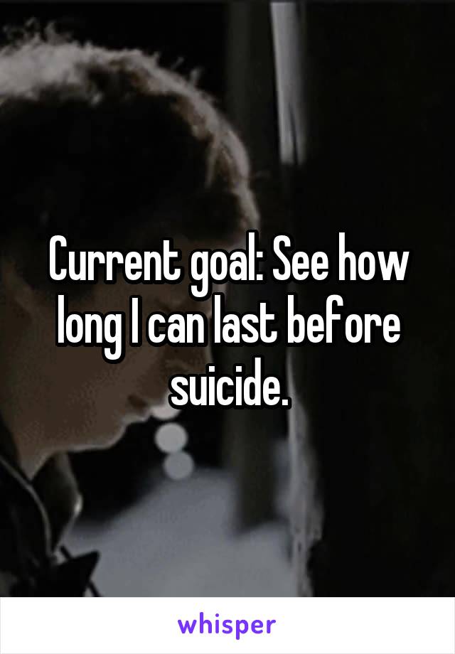 Current goal: See how long I can last before suicide.
