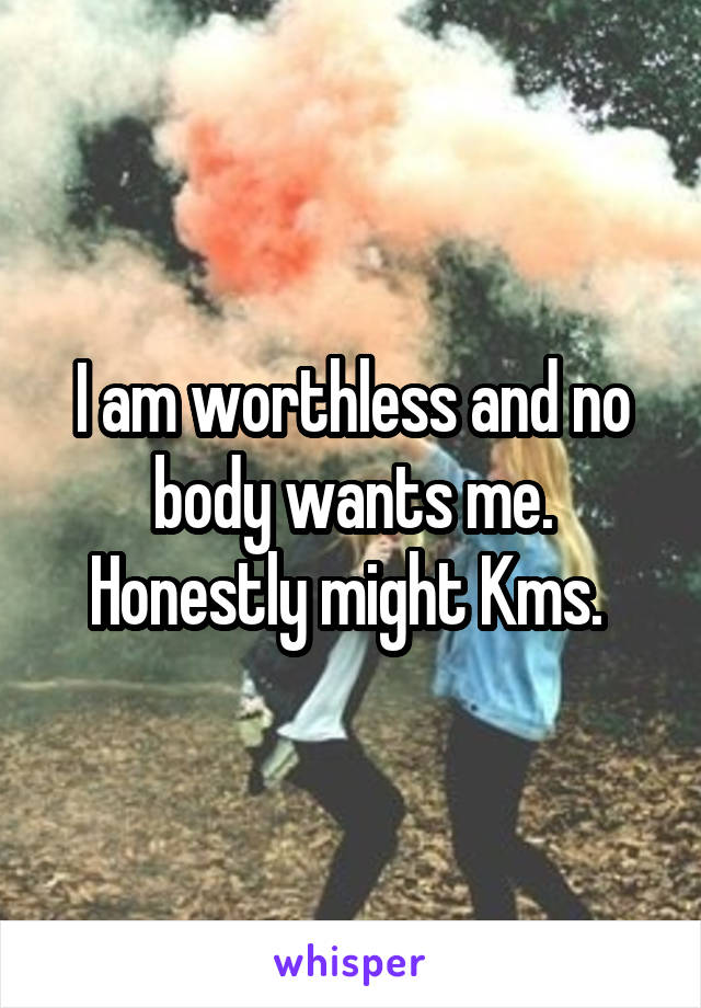 I am worthless and no body wants me. Honestly might Kms. 