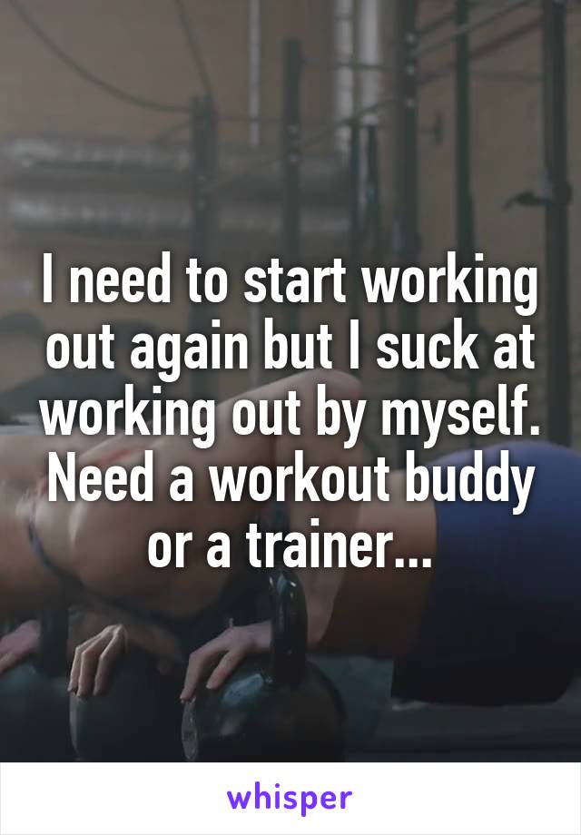 I need to start working out again but I suck at working out by myself. Need a workout buddy or a trainer...