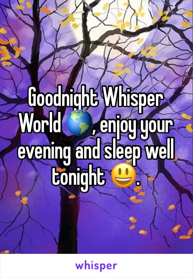Goodnight Whisper World 🌎, enjoy your evening and sleep well tonight 😃.
