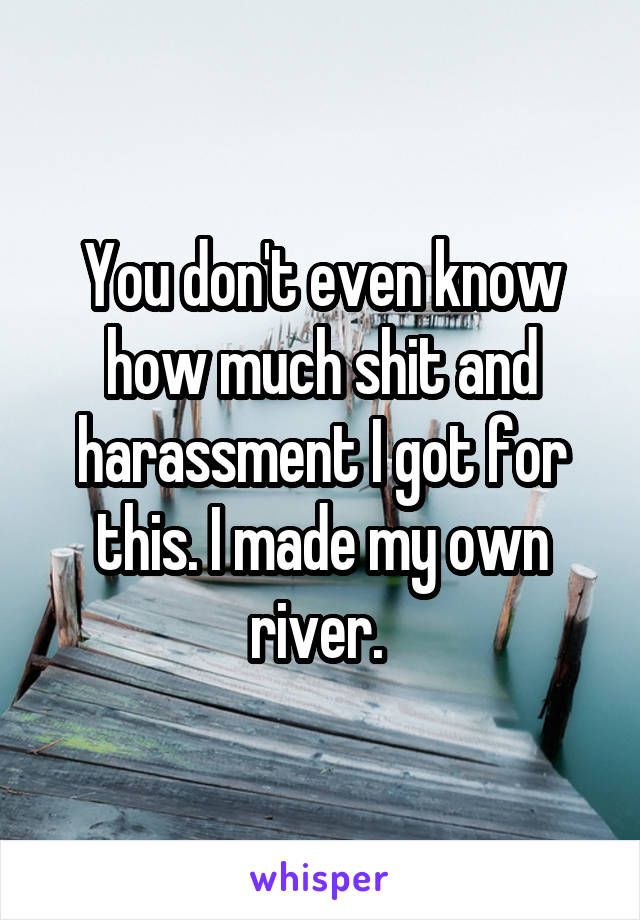 You don't even know how much shit and harassment I got for this. I made my own river. 