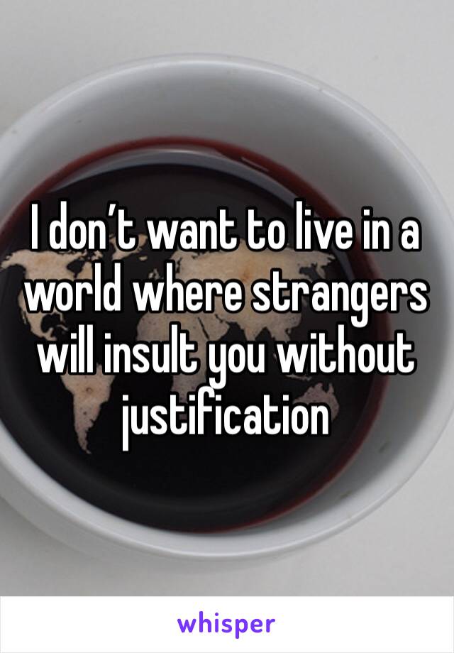 I don’t want to live in a world where strangers will insult you without justification 