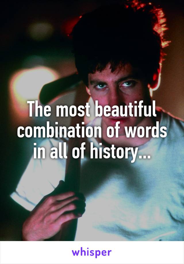 The most beautiful combination of words in all of history...