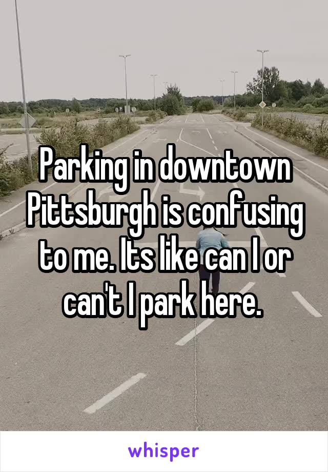 Parking in downtown Pittsburgh is confusing to me. Its like can I or can't I park here. 