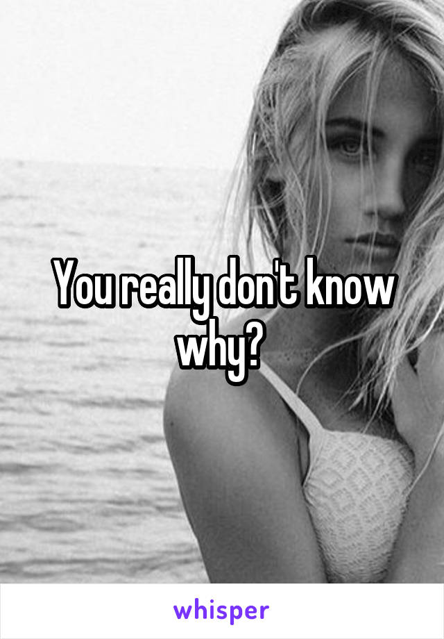 You really don't know why? 