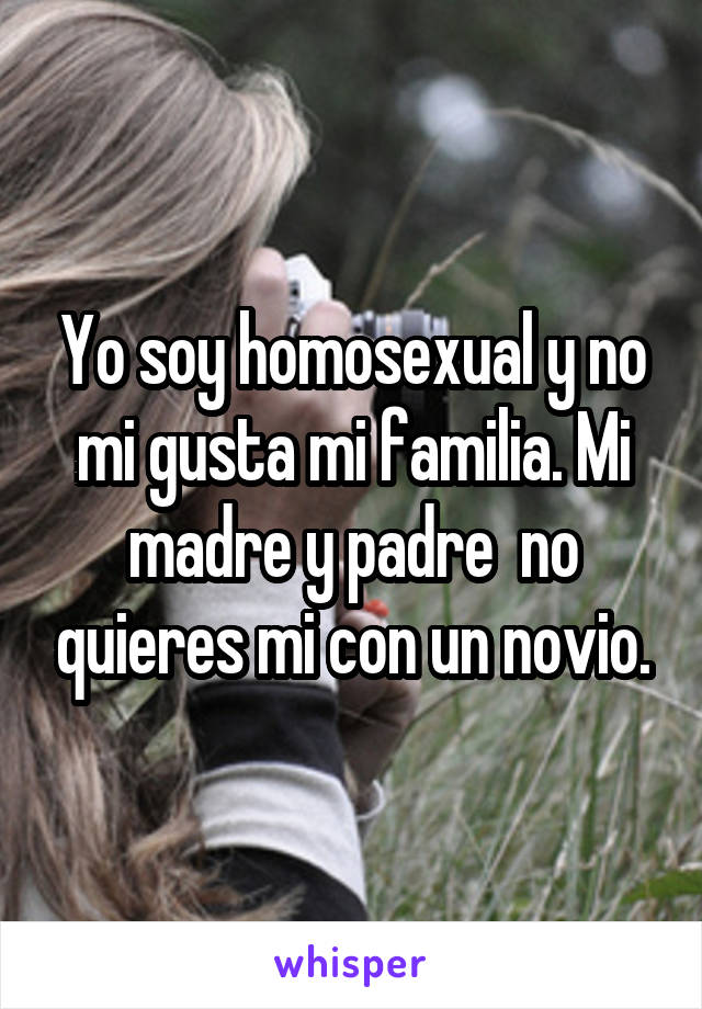 Yo soy homosexual y no mi gusta mi familia. Mi madre y padre  no quieres mi con un novio.