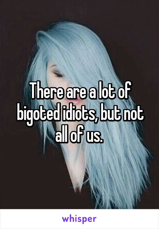 There are a lot of bigoted idiots, but not all of us. 
