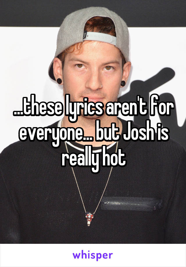 ...these lyrics aren't for everyone... but Josh is really hot