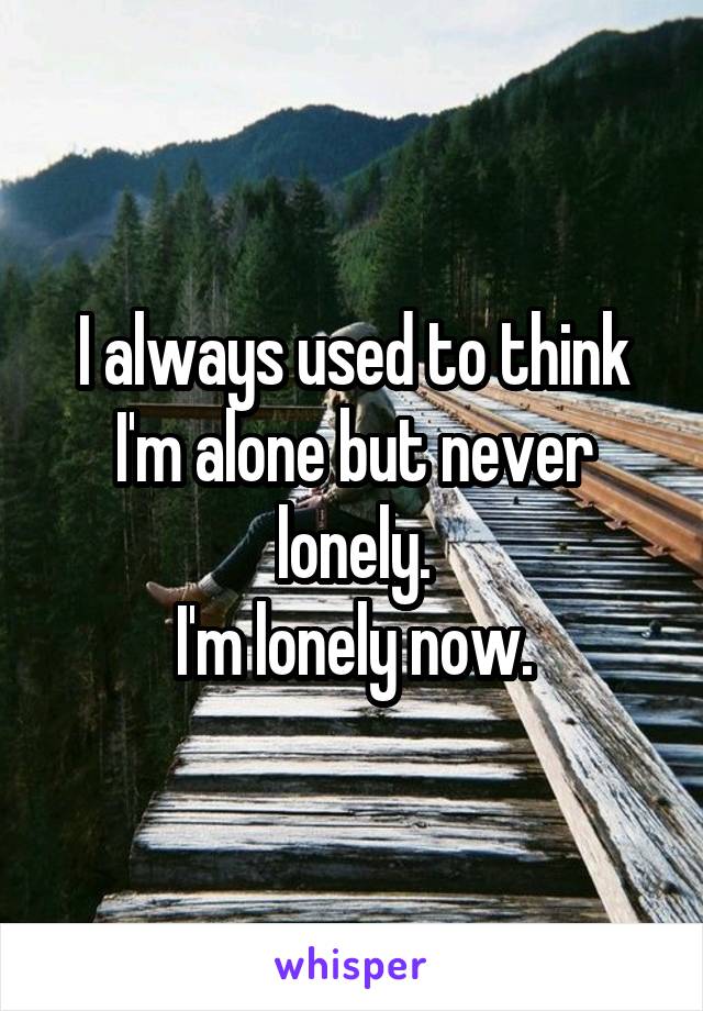I always used to think I'm alone but never lonely.
I'm lonely now.