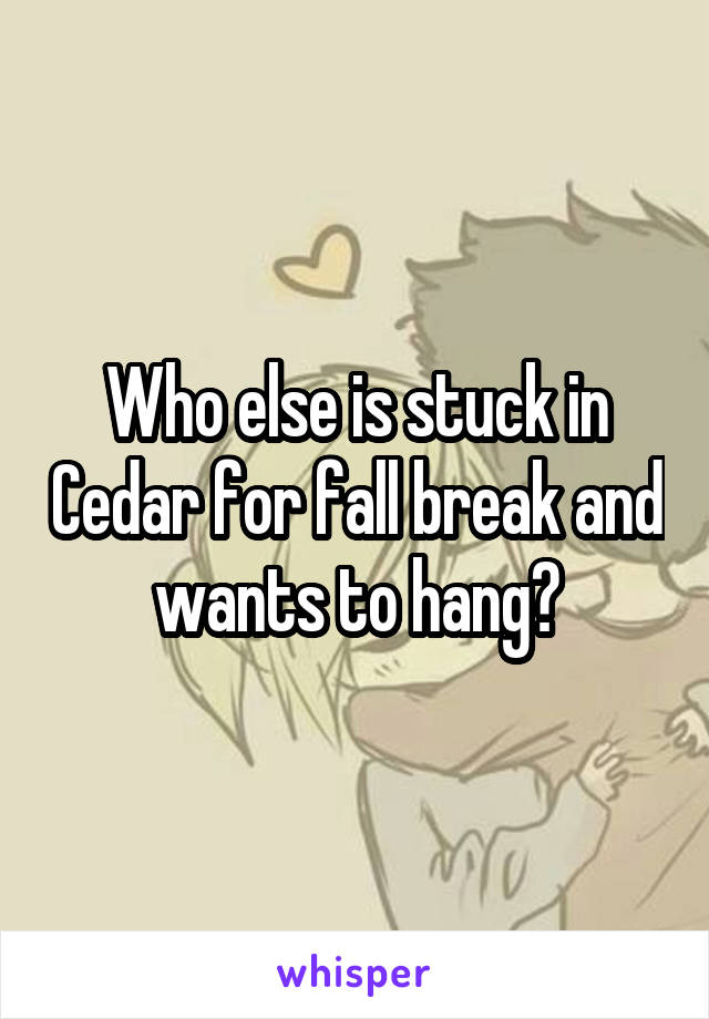 Who else is stuck in Cedar for fall break and wants to hang?