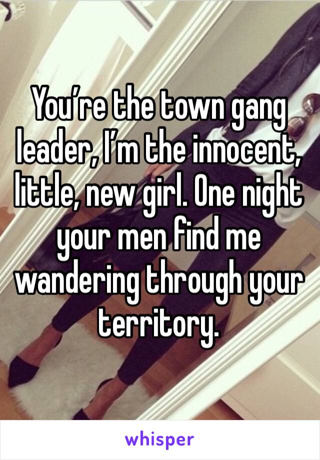 You’re the town gang leader, I’m the innocent, little, new girl. One night your men find me wandering through your territory. 