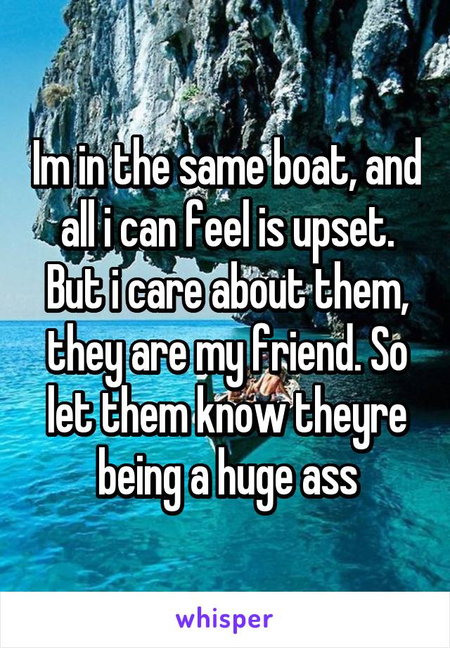 Im in the same boat, and all i can feel is upset. But i care about them, they are my friend. So let them know theyre being a huge ass