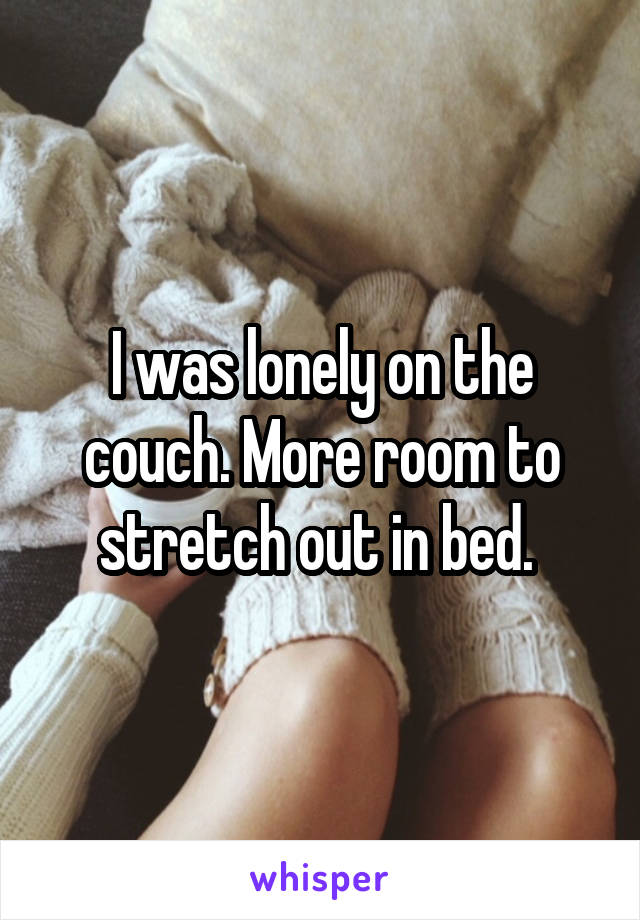 I was lonely on the couch. More room to stretch out in bed. 