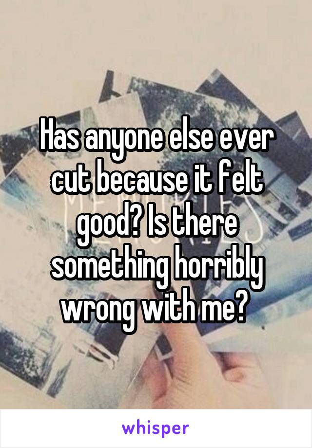 Has anyone else ever cut because it felt good? Is there something horribly wrong with me? 