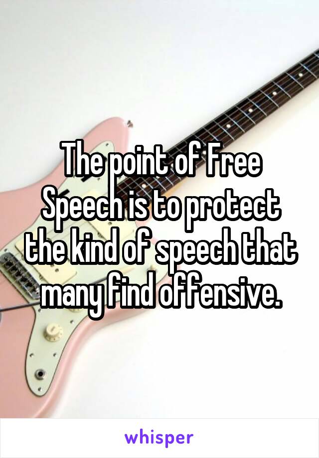 The point of Free Speech is to protect the kind of speech that many find offensive.