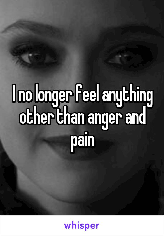I no longer feel anything other than anger and pain